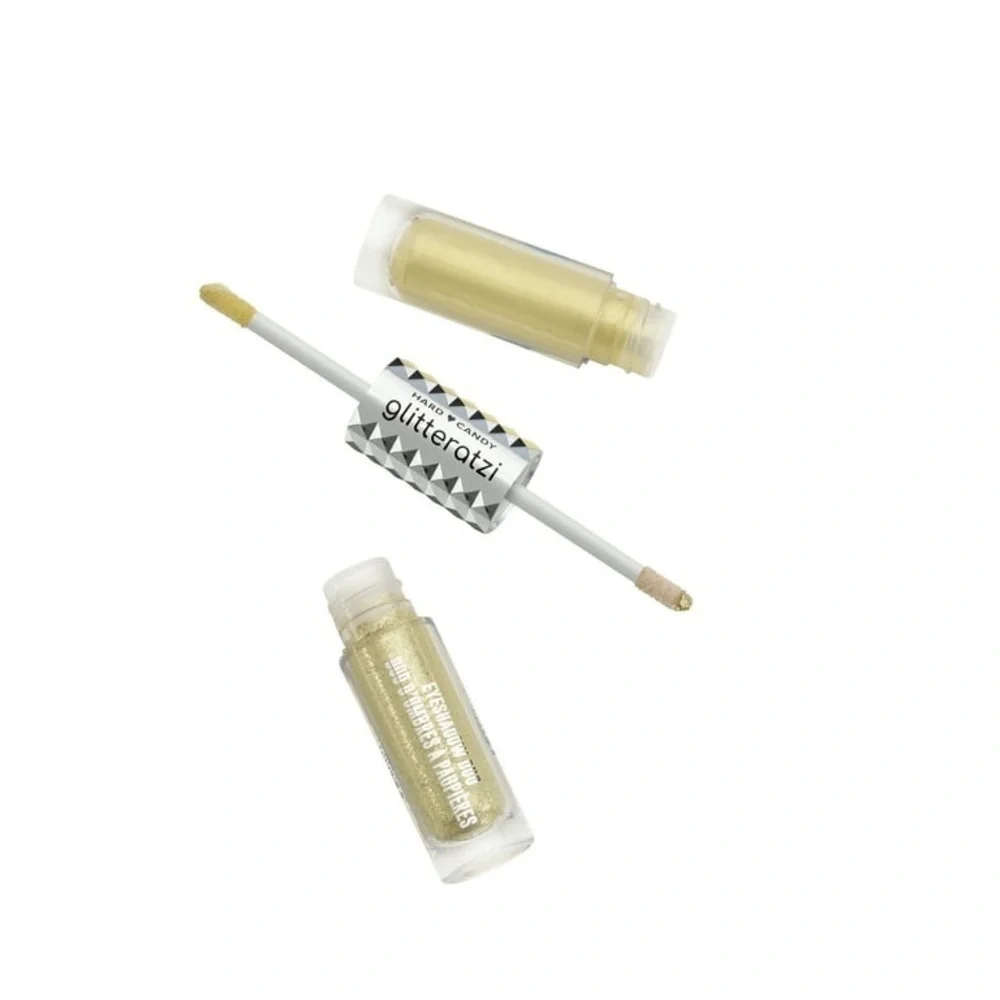 Hard Candy Glitteratzi Eye Duo 1544 Sunbeam Sheen Gold Chrome Glitter NIB